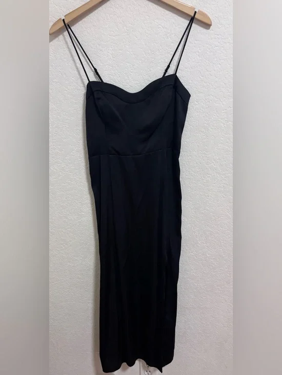 Abercrombie & fitch black satin midi dress - Picture 2 of 8